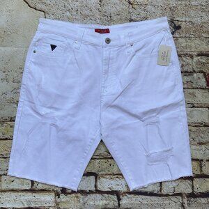 Guess Men's Denim White Shorts Destroy Stretch Size 30